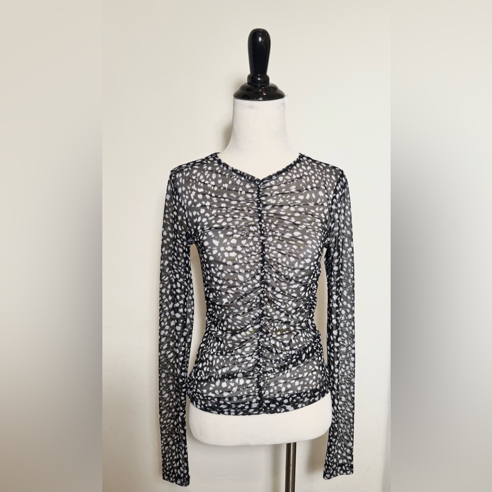 Reformation mesh long sleeve top